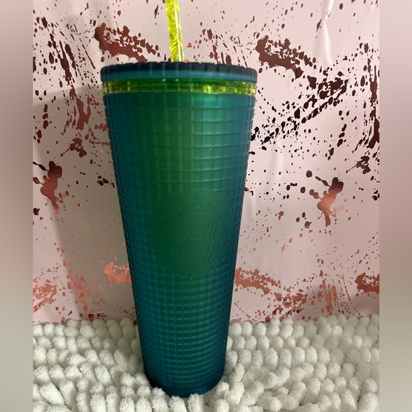 New Venti Starbucks Blue Grid Tumbler - Picture 1 of 3